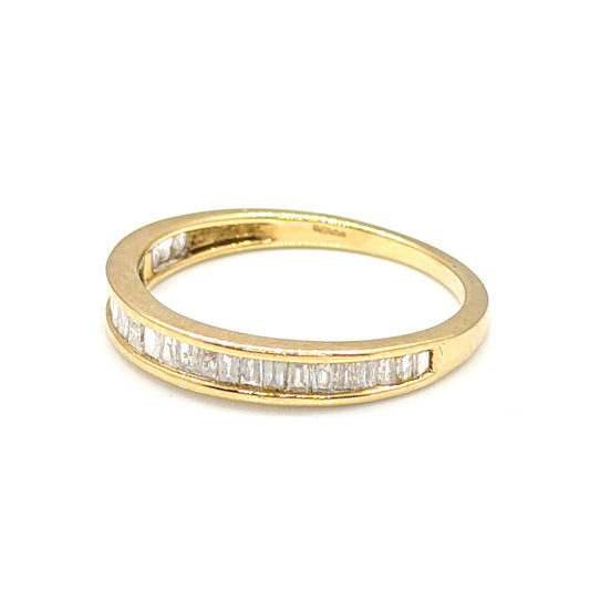 9ct Yellow Gold Half Eternity Ring with Baguette Diamonds