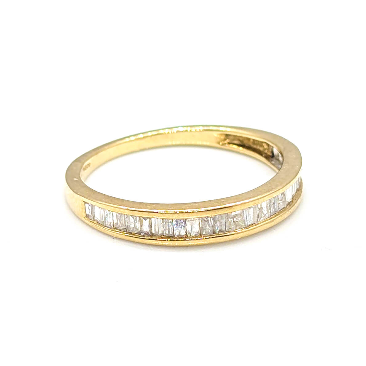 9ct Yellow Gold Half Eternity Ring with Baguette Diamonds
