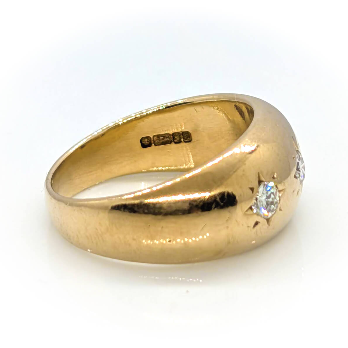 Chunky 9ct Yellow Gold Diamond Trilogy Ring