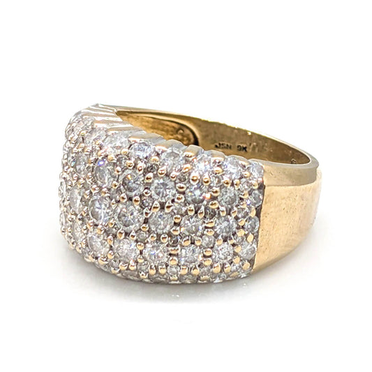 9ct Yellow Gold Diamond Bombe Cocktail Ring