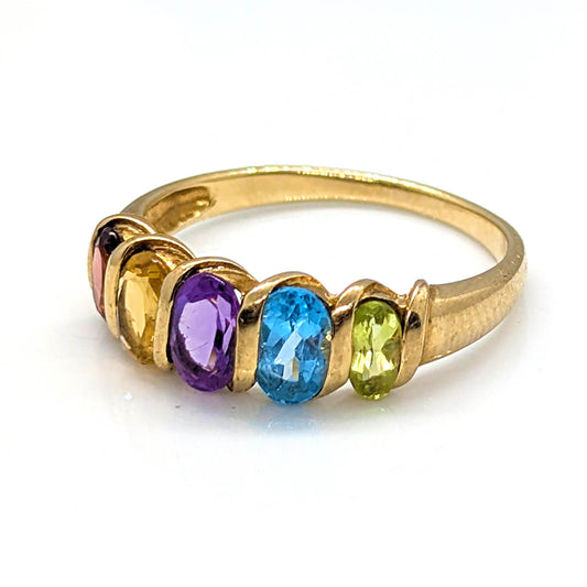 9ct Yellow Gold Colourful Five-Stone Ring