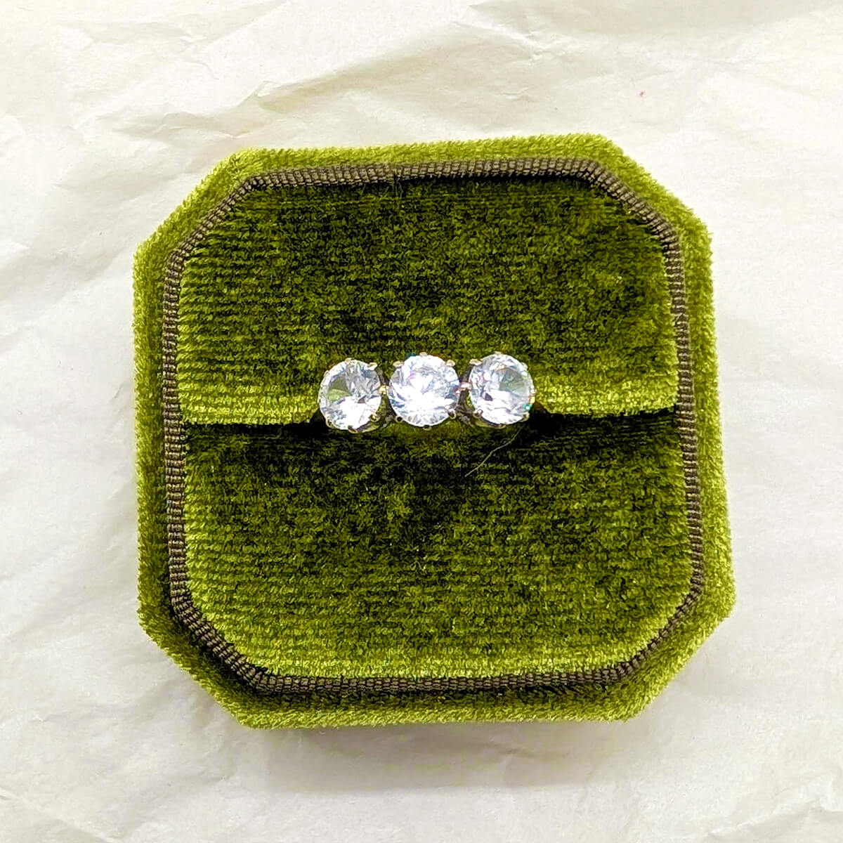 9ct Yellow Gold Trilogy Ring with White Topaz