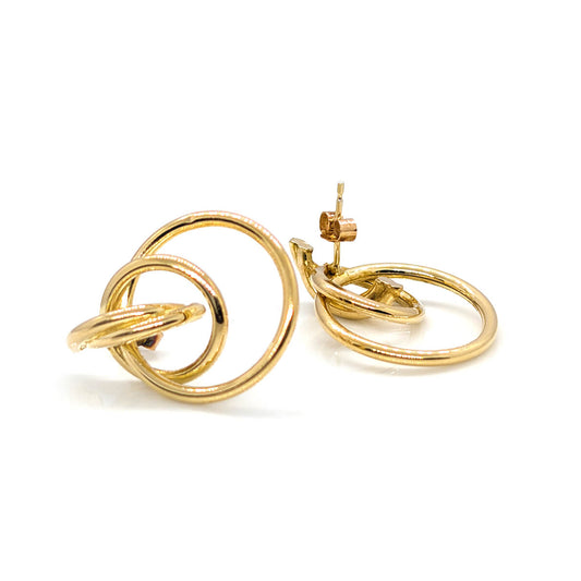 9ct Yellow Gold Loop Drop Earrings with Butterfly-Backs