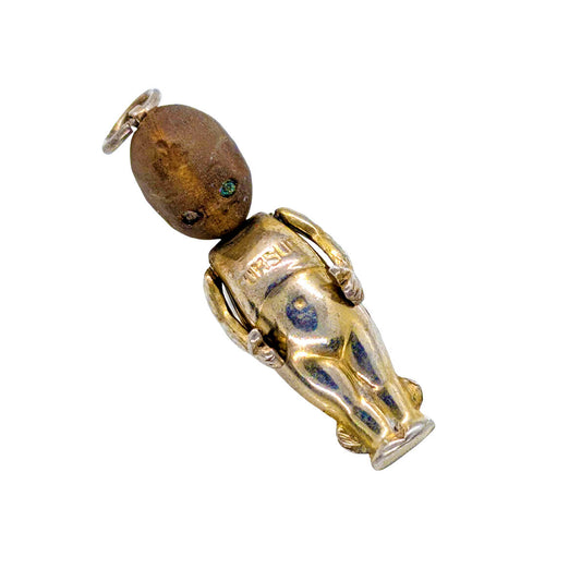 Silver Fumsup Charm Pendant with Glass Eyes