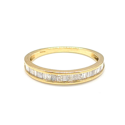 9ct Yellow Gold Half Eternity Ring with Baguette Diamonds