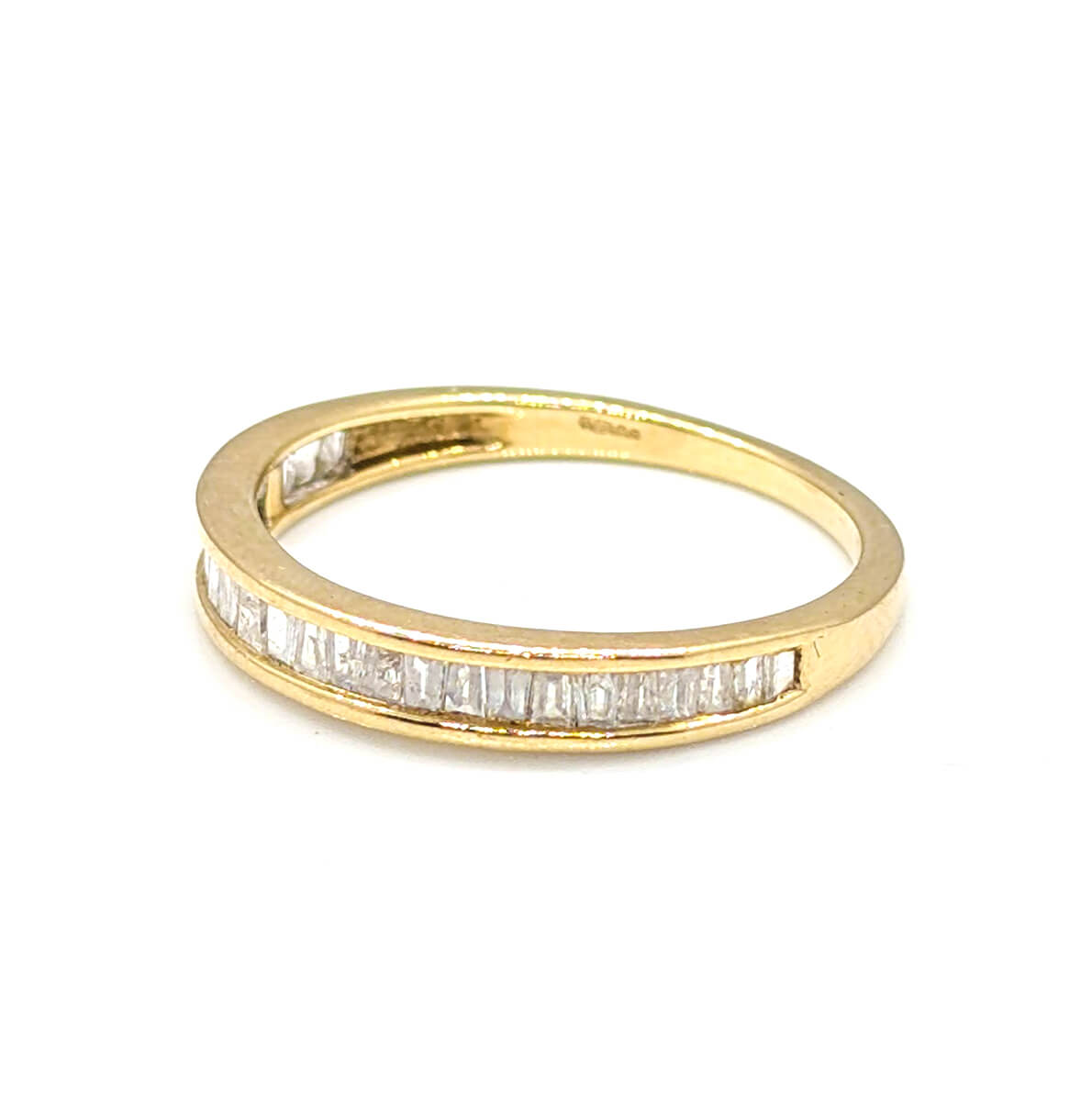 9ct Yellow Gold Half Eternity Ring with Baguette Diamonds
