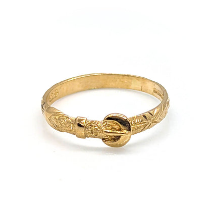9ct Yellow Gold Detailed Belt Buckle Ring