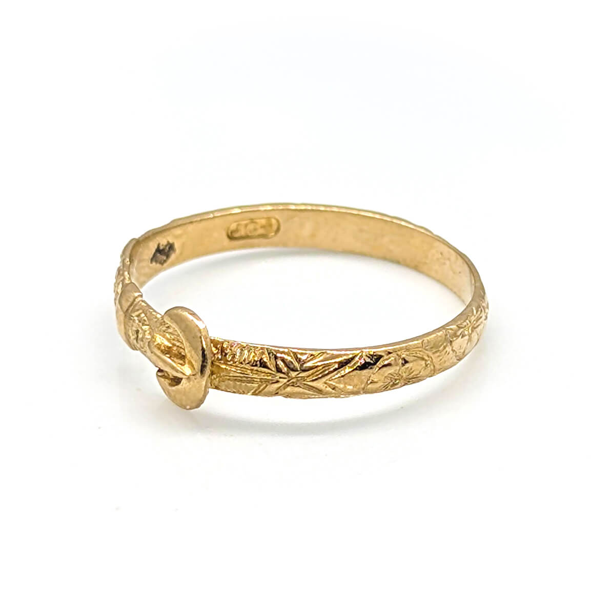 9ct Yellow Gold Detailed Belt Buckle Ring