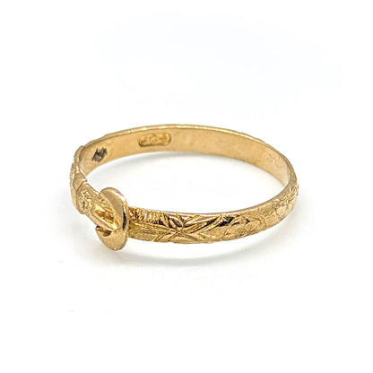 9ct Yellow Gold Detailed Belt Buckle Ring