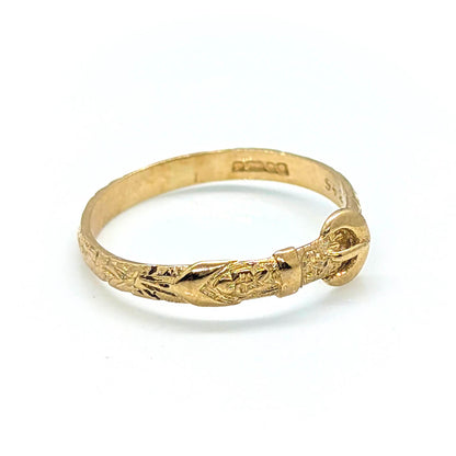 9ct Yellow Gold Detailed Belt Buckle Ring