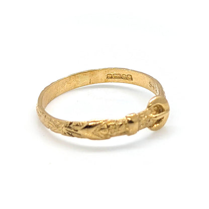 9ct Yellow Gold Detailed Belt Buckle Ring