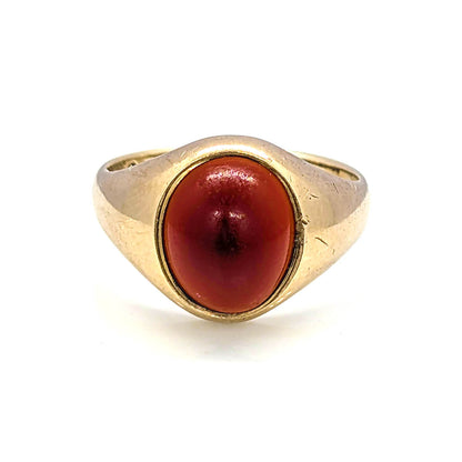 9ct Yellow Gold Signet Ring with a Carnelian Cabochon