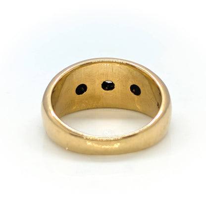Chunky 9ct Yellow Gold Diamond Trilogy Ring