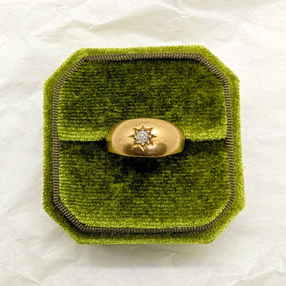 18ct Yellow Gold Starburst Solitaire Ring with Old Mine Cut Diamond
