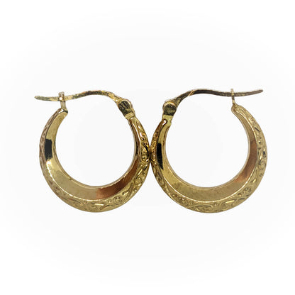 9ct Yellow Gold Swirl Design Hoop Earrings
