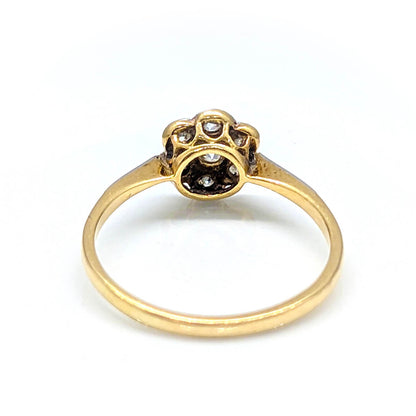 18ct Yellow Gold and Platinum Daisy Flower Ring with Diamonds