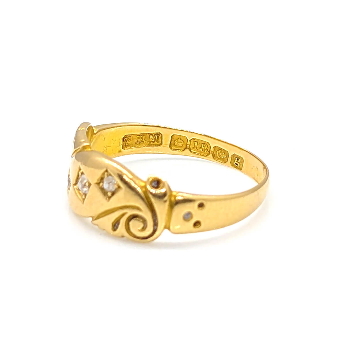18ct Yellow Gold Diamond Trilogy Starburst Ring