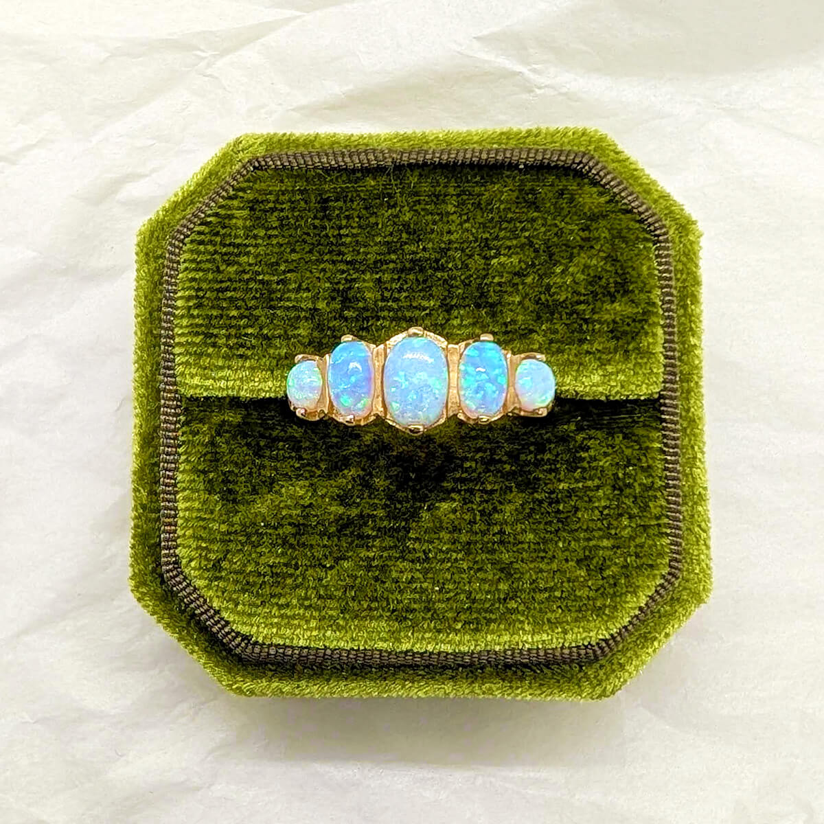 9ct Yellow Gold Five-Stone Synthetic Opal Ring