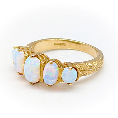 9ct Yellow Gold Five-Stone Synthetic Opal Ring