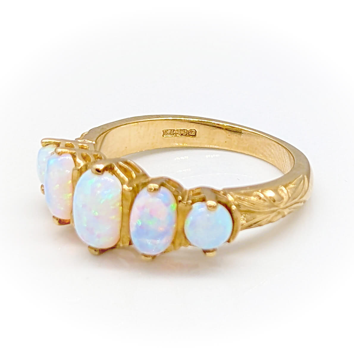 9ct Yellow Gold Five-Stone Synthetic Opal Ring