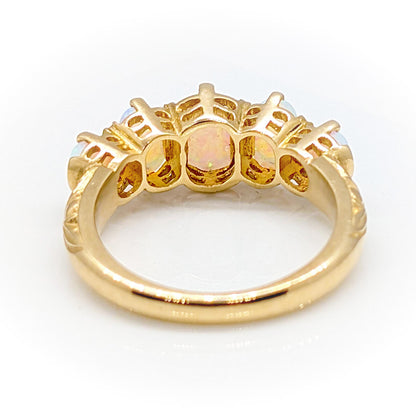9ct Yellow Gold Five-Stone Synthetic Opal Ring