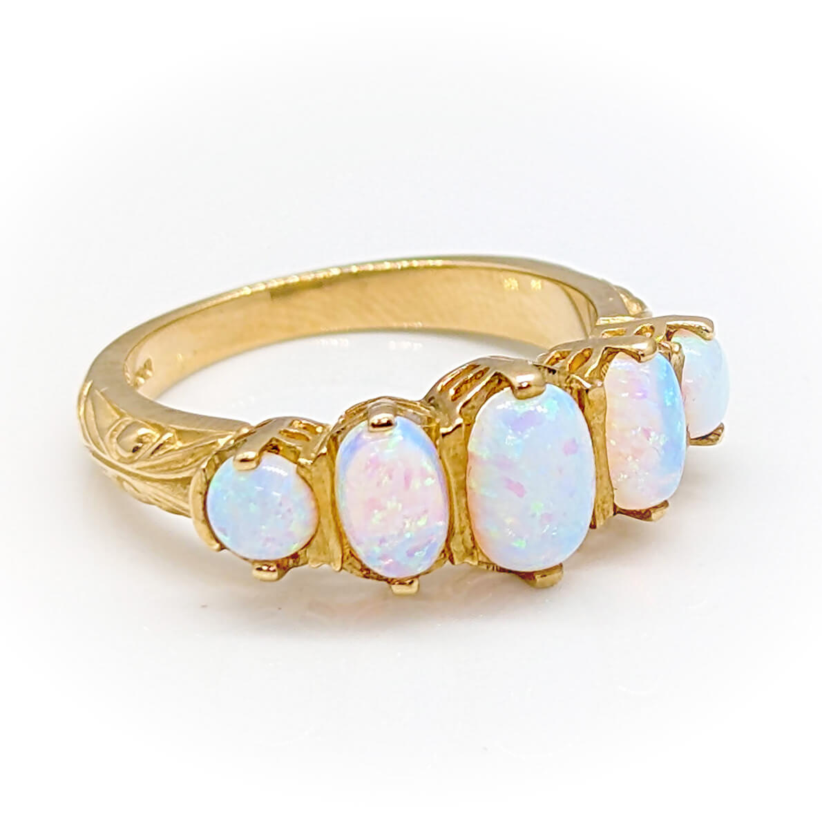 9ct Yellow Gold Five-Stone Synthetic Opal Ring