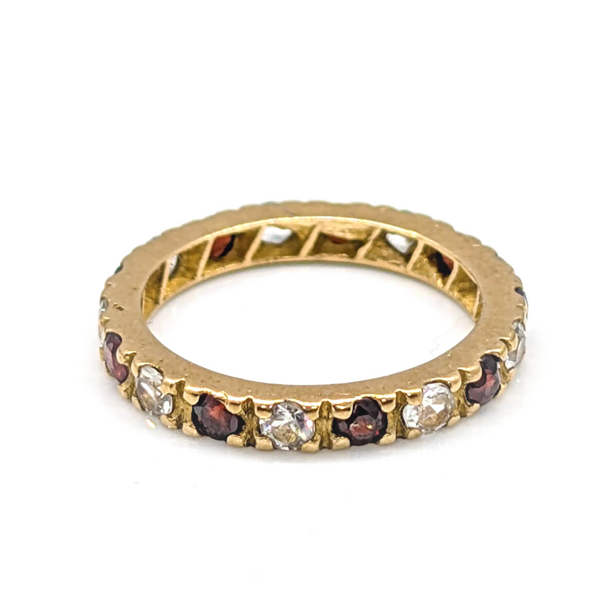 9ct Yellow Gold Garnet and White Topaz Eternity Ring