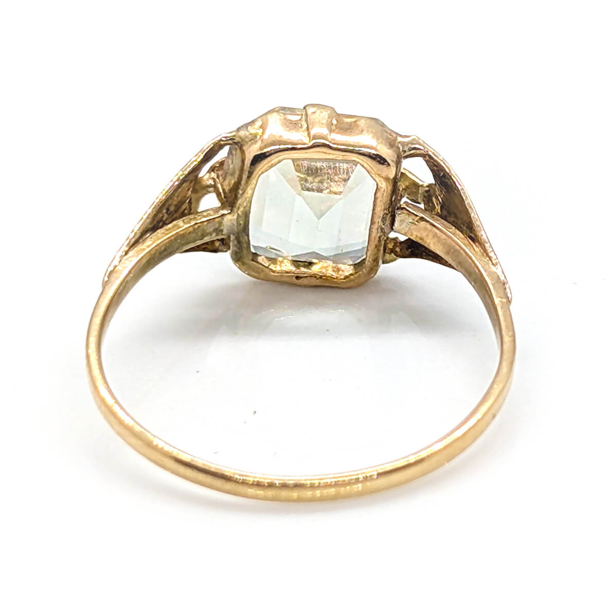 9ct Yellow Gold Emerald-Cut Synthetic Prasiolite Ring