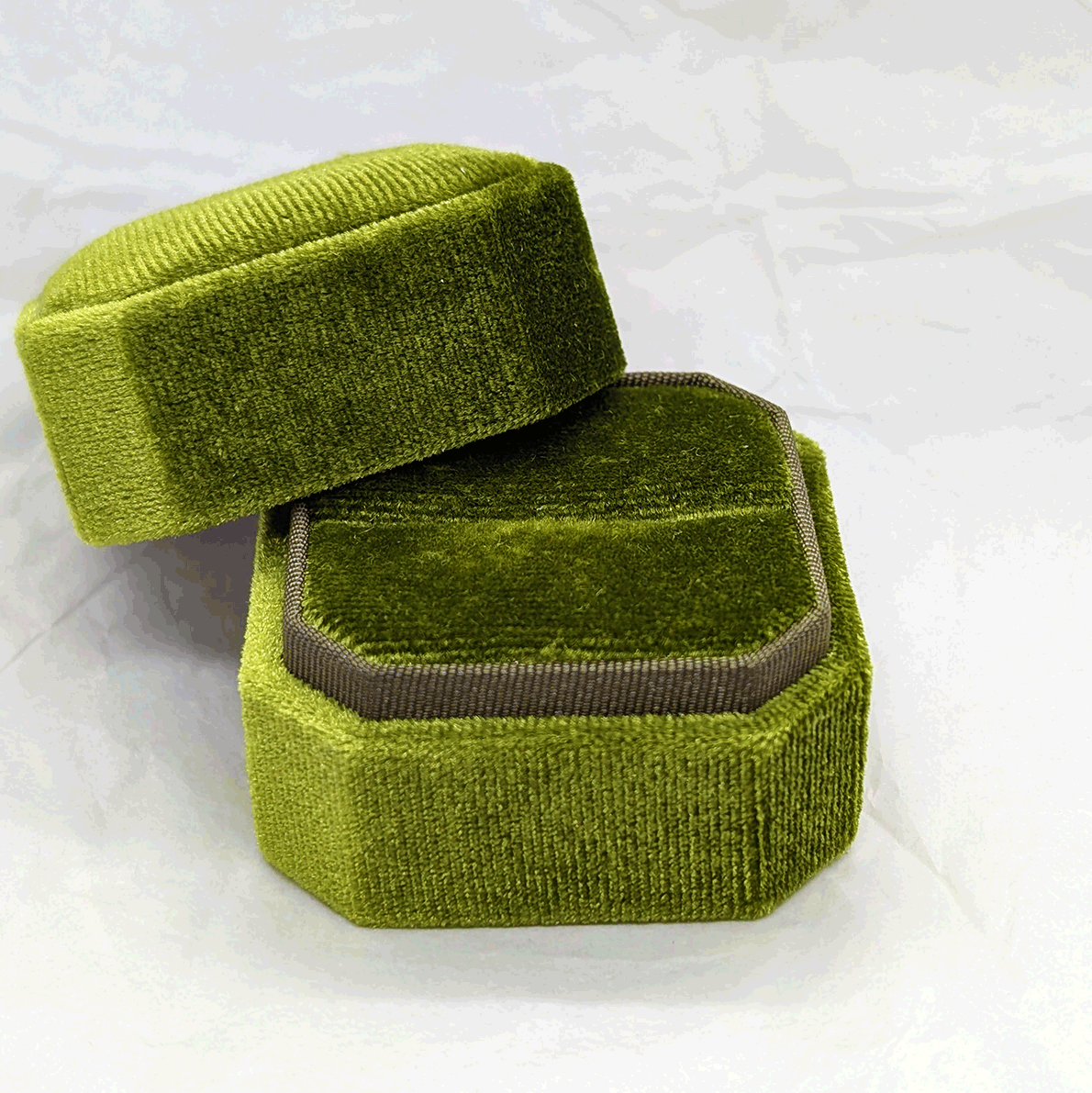 Olive Green Velvet Ring Presentation Box