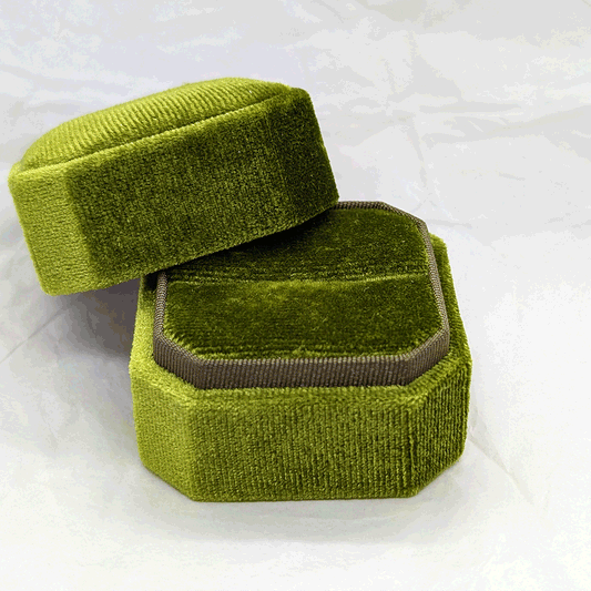 Olive Green Velvet Ring Presentation Box