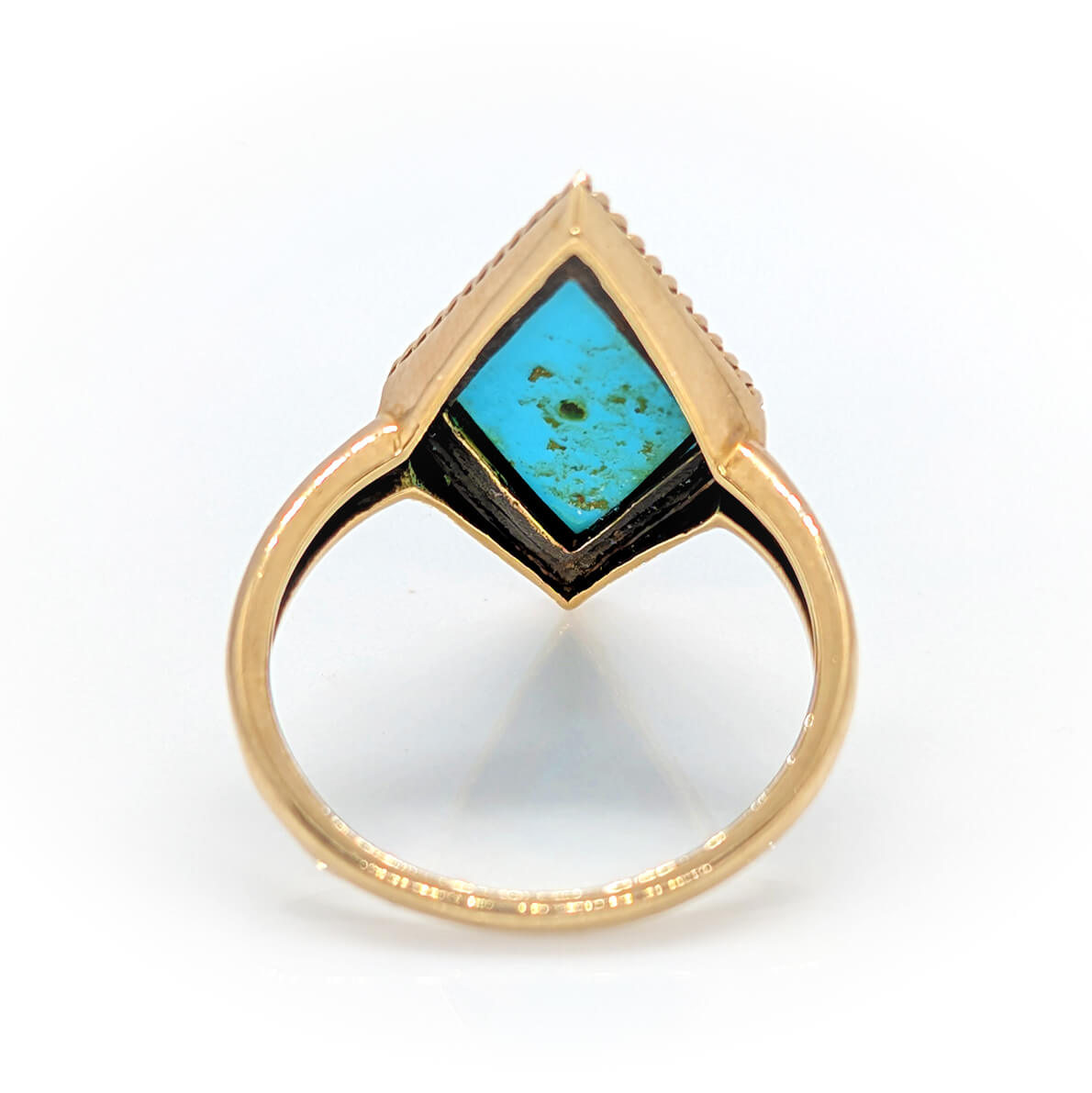 9ct Yellow Gold Turquoise Diamond-Shaped Ring
