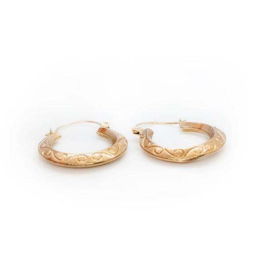 9ct Yellow Gold Swirl Design Hoop Earrings
