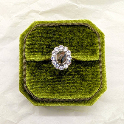 9ct Yellow Gold Cluster Ring with Moss Agate and White Topaz