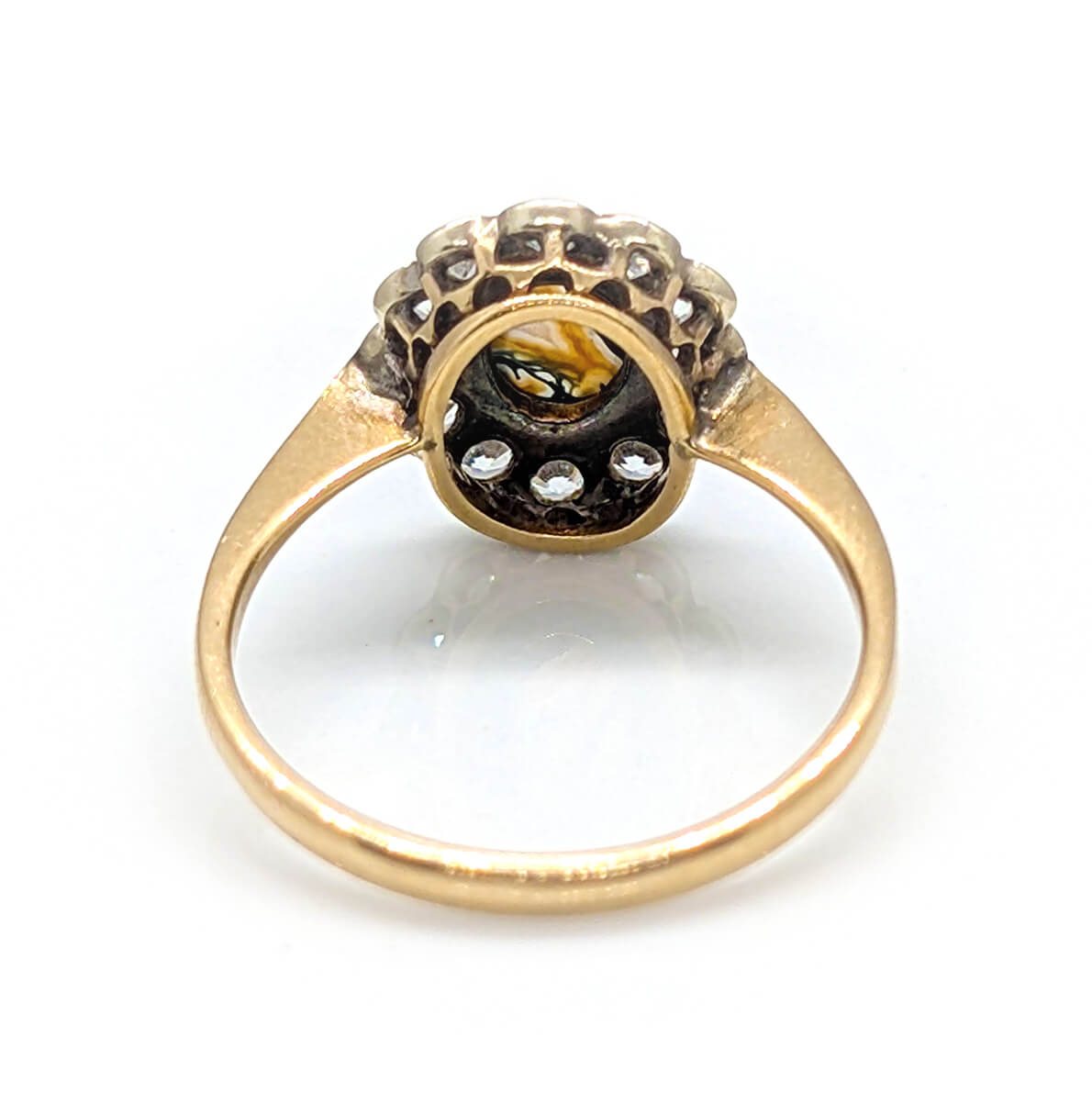 9ct Yellow Gold Cluster Ring with Moss Agate and White Topaz