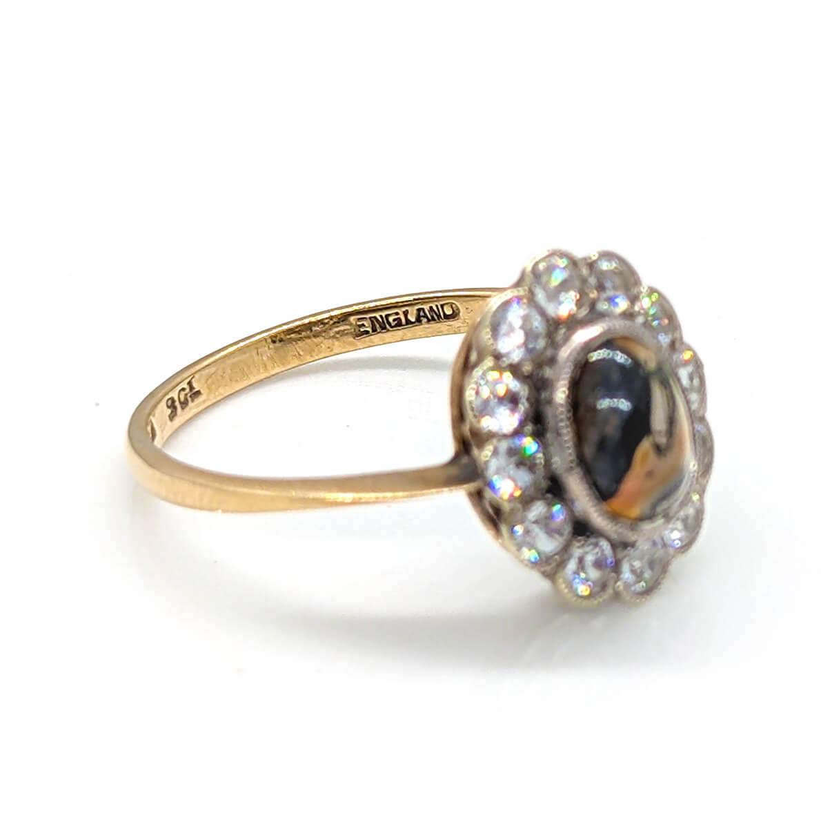 9ct Yellow Gold Cluster Ring with Moss Agate and White Topaz