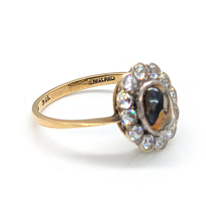 9ct Yellow Gold Cluster Ring with Moss Agate and White Topaz