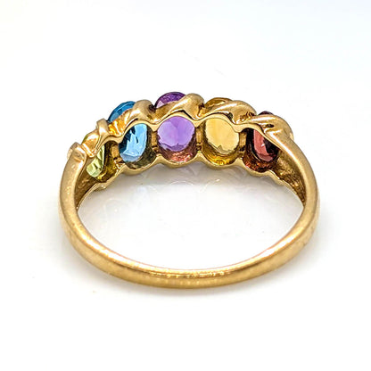 9ct Yellow Gold Colourful Five-Stone Ring