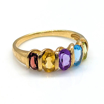 9ct Yellow Gold Colourful Five-Stone Ring