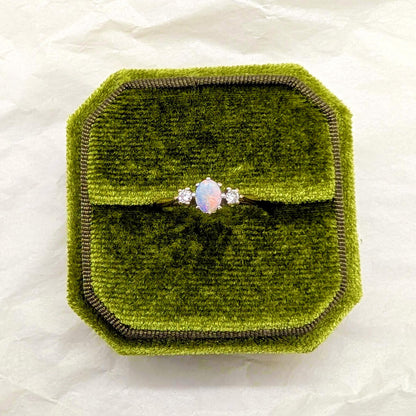 9ct Yellow Gold Opal and Diamond Trilogy Ring