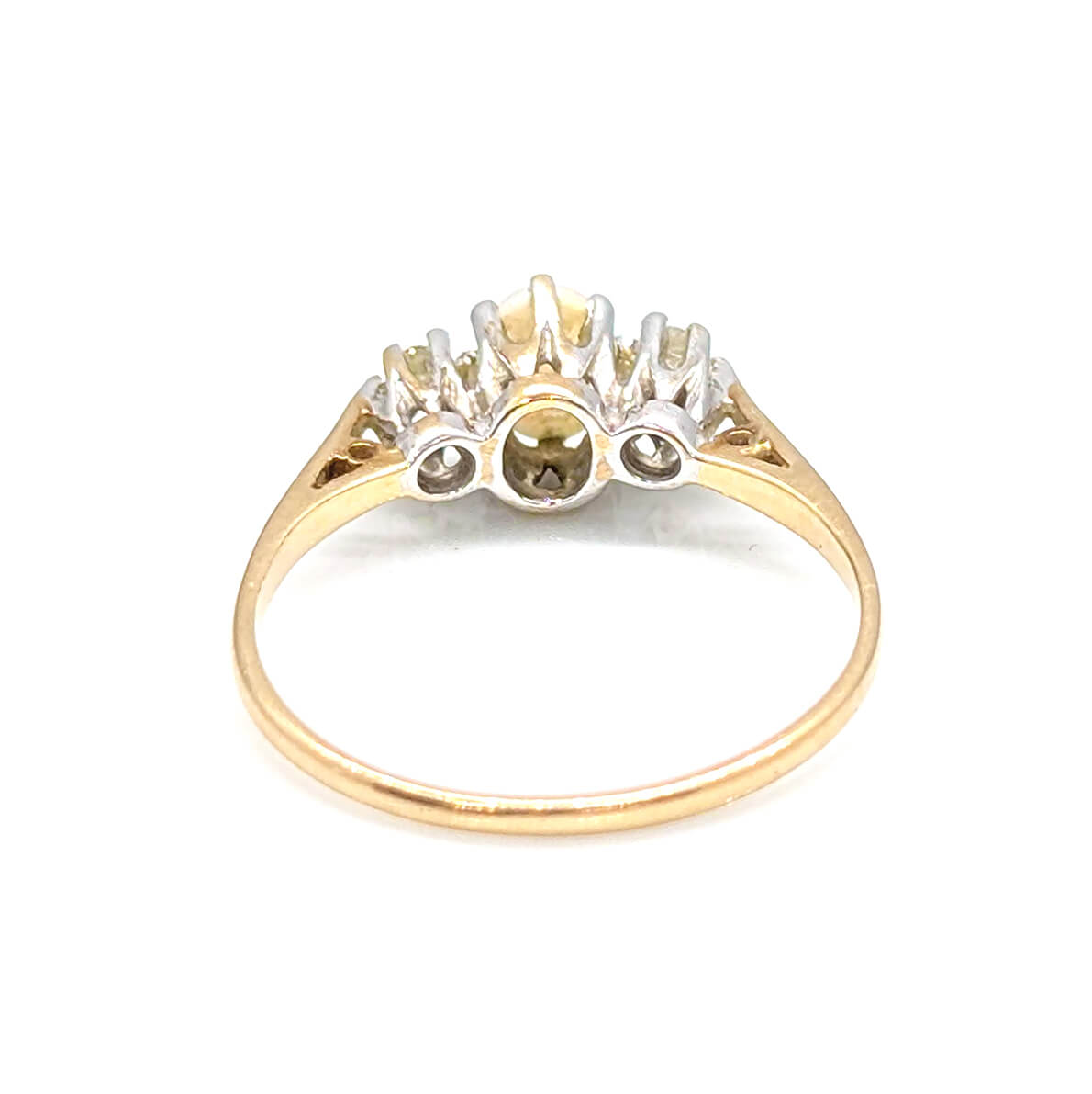 9ct Yellow Gold Opal and Diamond Trilogy Ring