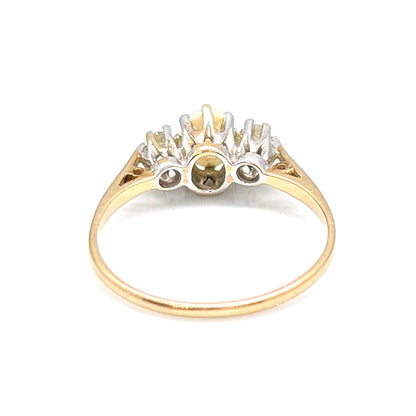 9ct Yellow Gold Opal and Diamond Trilogy Ring