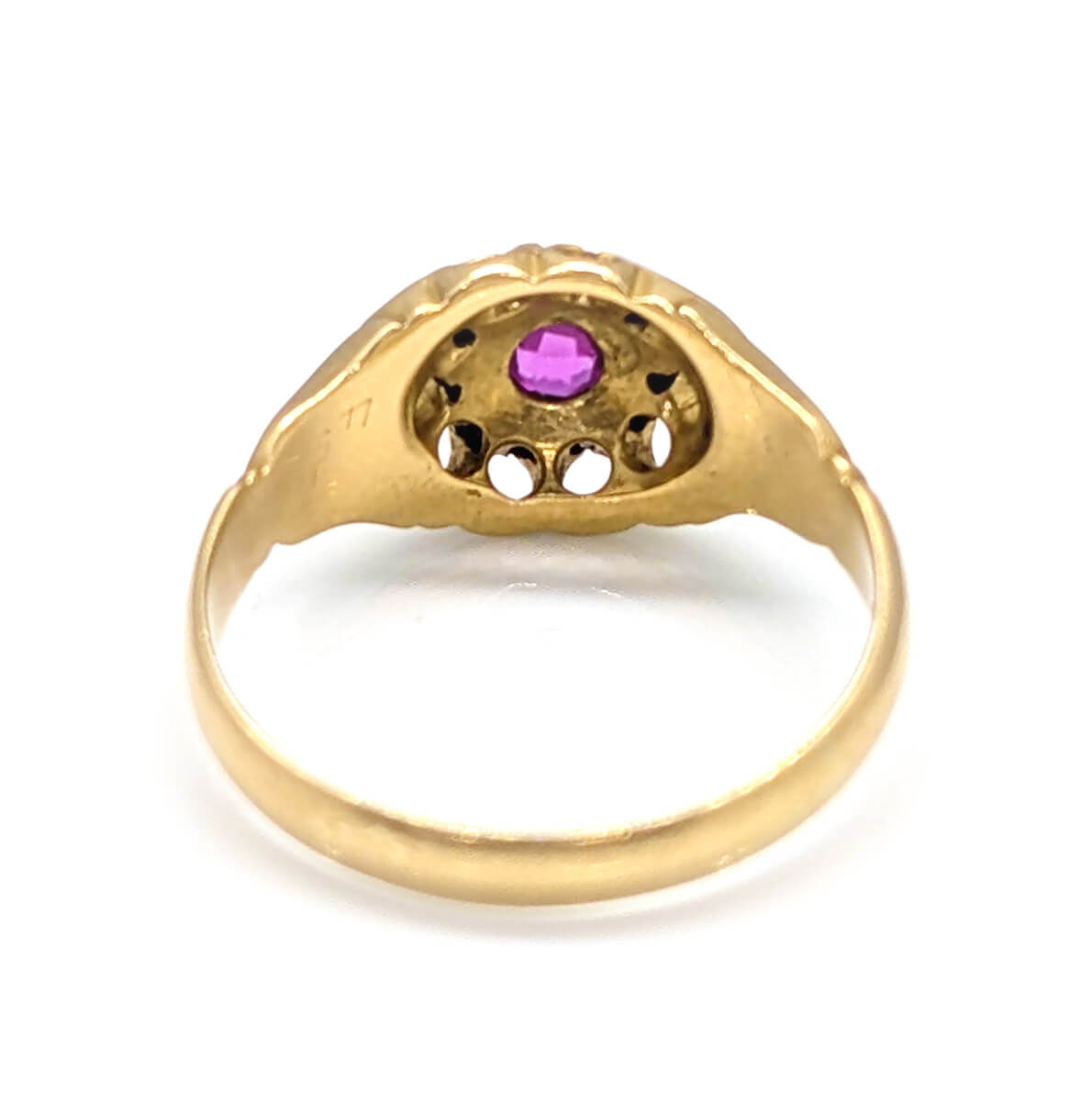 18ct Yellow Gold Daisy Cluster with Ruby and Diamonds