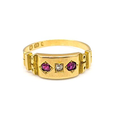 18ct Yellow Gold Ruby and Diamond Ring