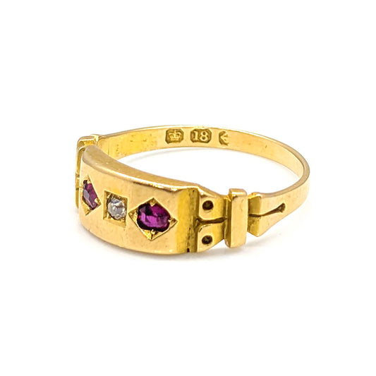 18ct Yellow Gold Ruby and Diamond Ring