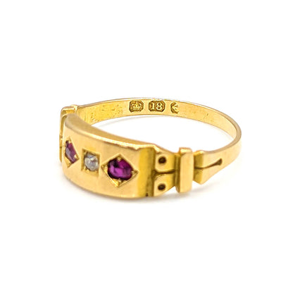 18ct Yellow Gold Ruby and Diamond Ring