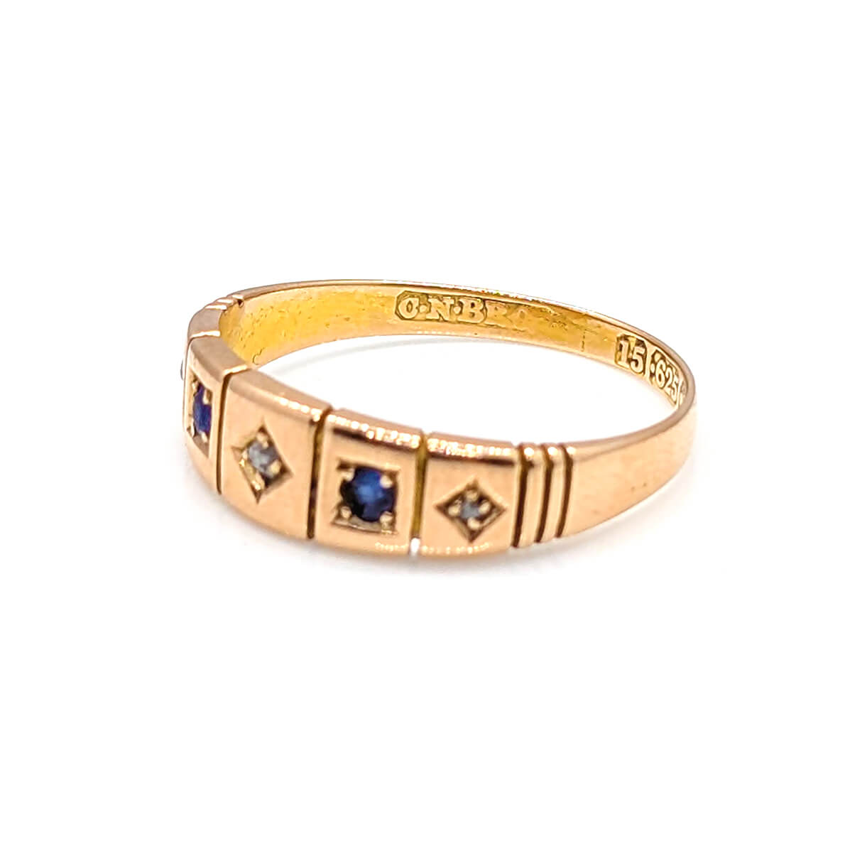 15ct Yellow Gold Sapphire and Diamond Starburst Ring