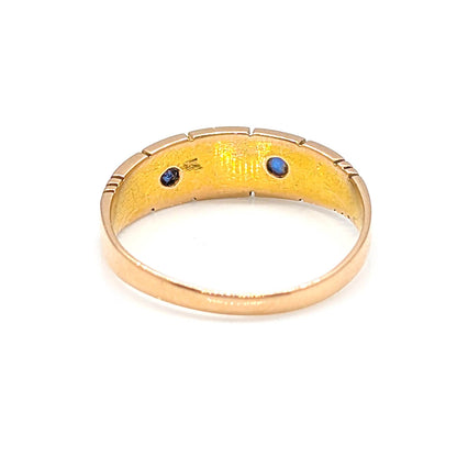 15ct Yellow Gold Sapphire and Diamond Starburst Ring