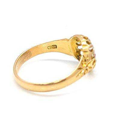 18ct Yellow Gold Daisy Cluster with Sapphire and Diamonds