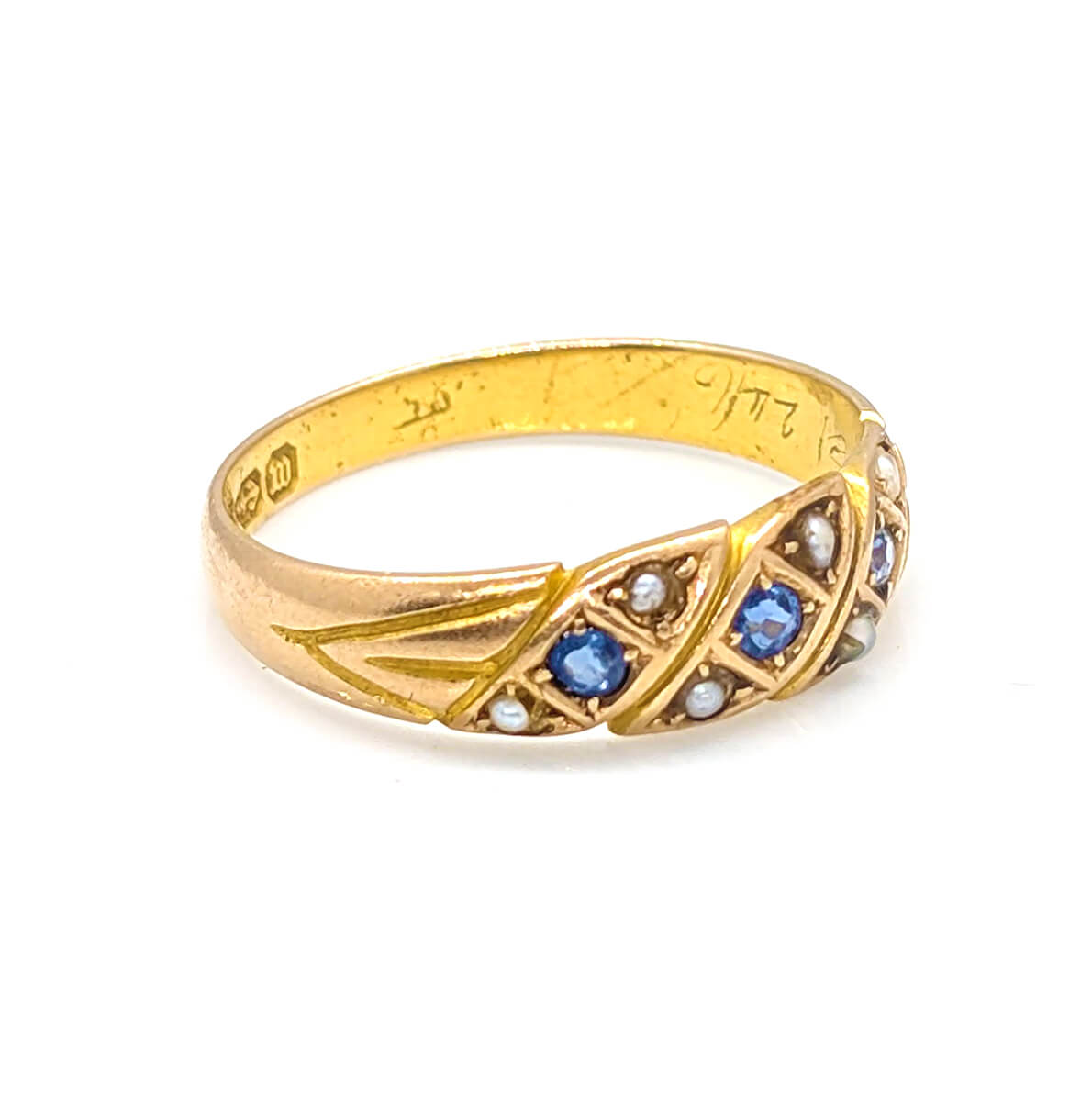15ct Yellow Gold Sapphire and Pearl Ring
