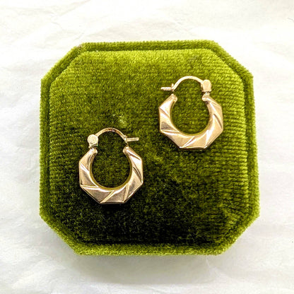 Small 9ct Yellow Gold Geometric Hoop Earrings